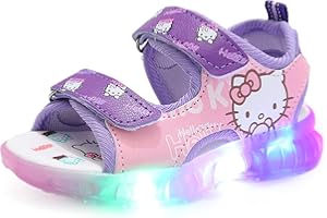 IRON JF Leuchtschuhe Mädchen Strandsandalen Sonnenschein Strand Schuhe Kinder LED blinkende Schuhe Klettverschluss Sandalen offener Spitze für Sommer (Color : Purple, Size : 24 EU)