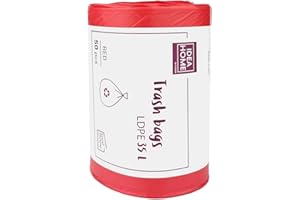 IDEA HOME D.RECT Sacchi per la Spazzatura 35L, 50 Pezzi - Sacchi Nettezza per il Riciclaggio, per la Cucina, Rosso
