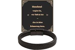 Juozyve Armband Herren Leder Schwarz : Geschenk für Sohn Mann Burder Papa Lederarmband 19cm 21.5cm 23cm Herrenarmbänder Geschenke für Männer
