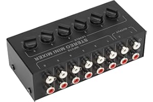 Alomejor Mini Mezclador Estéreo de 6 Canales de Control de Volumen Independiente Portátil Mezclador Pasivo para PC CD Ordenador Portátil