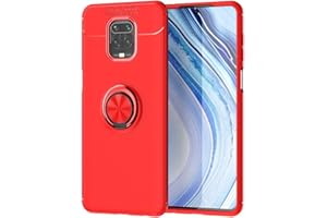 MHHQ Redmi Note 9s/9 PRO Cover, Custodia 360 Gradi Ultra Sottile Leggera TPU Antiurto Protectionn Stealth Anello Fibbia Compatibile Supporto Magnetico Auto para Redmi Note 9s/9 PRO -Rosso
