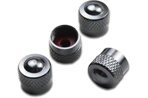 Pitlane Performance® Tapones de Válvula de Aluminio Juego de 4 Tapas para Válvula Schrader Compatibles con Coche, SUV, Moto y Bicicleta; Protección Duradera para Válvulas de Rueda (Antracita, Racing)