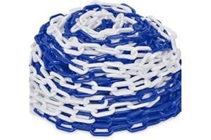 Chaîne plastique de délimitation et signalisation. Sachet 25 m (W0196). Maillon de diamètre 8 mm. Accessoires de délimitation - Bleu et blanc -