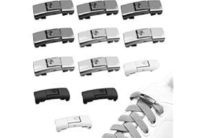 Hengxinc 12 Stück Schnürsenkel 4 Farben Schnürsenkel Schnellverschluss Erwachsener Schnürsenkel Verschluss Kinder Schnellverschluss Schnürsenkel für Sneaker Freizeitschuhe (Schnalle)