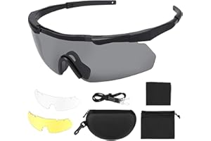 Feyachi Shooting Glasses with 3 Interchangeable Lenses, Anti-Fog and Scratch Resistant Tactical Eyewear, Safety Glasses UV400 Protection