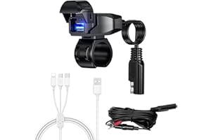 HOEMBPN Caricabatterie USB per Moto Adattatore Caricatore da SAE a USB per Moto Impermeabile con Cavo Terminale SAE, Cavo di Ricarica Multi USB 3 in 1 Compatibile con Micro USB, Tipo C