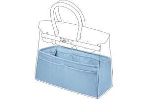 DGAZ Silk Bag Organizer, Silky Touch Luxury Handbag Organizer and Women Bag Insert, Fits Birkin 20/25/30/35/40/45/50 Bags (Ciel, BK25)