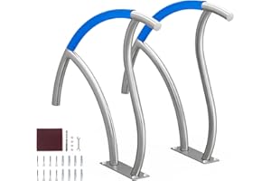 VEVOR Pool-Handlauf, 2 Stk., 1395 x 810 x 100 mm, Pooleinstieg Edelstahl mit Grundplatte für Innen-/Außenpools, Einstieghilfe für Schwimmbäder, Haltegriff mit Griffabdeckung & Zubehör für Spas