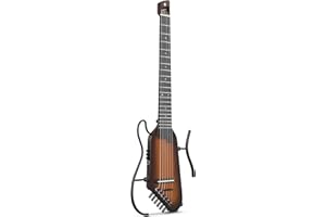 Donner HUSH C Guitare classique électro-acoustique à cordes en nylon – Guitare de voyage ultra-légère avec accordeur intégré, préampli HPS-II, prise casque et support à dégagement rapide – Sunburst
