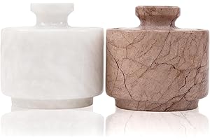 Marblous Krafts marmo bianco e nero 99,2 g scatola portagioie/vasi condimenti 7,6x7,6 cm, ciotole per sale e pepe, porta burro, decorazione cucina (bianco e Marinara)