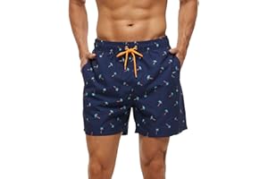 LEZUAN Costume da Bagno Uomo, Pantaloncini da Bagno Hawaii, Pantaloncini da Spiaggia Idrorepellente, Pantaloncini da Nuoto Leggeri con Tasche e Coulisse, Traspirante e Asciugatura Rapida per Vacanze al Mare