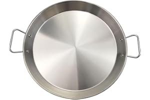 Baumalu, Plat à Paëlla en Acier Inoxydable, 40 cm, Compatible Tous Feux (Induction, Gaz, Électrique), Grande Capacité pour 9 Personnes, Anses Rivetées, Montée Rapide en Température