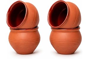 Handgjord terrakotta Kulhad Kulhar Chai te & kaffekopp set med 4