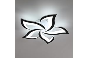 Riserva Plafonnier LED Moderne, 60W Plafonnier Moderne Créatif Pétales, Lampe de Plafond en Acrylique pour Salon, Chambre à Coucher, Étude, Lumière Blanche Froide 6500K,Noir