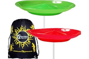 Flames 'N Games 2 x Jonglierteller (grün/rot) + 2 teilbare Handstäbe. Großer Spaß für Kinder und Erwachsene