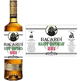 Personalised Sticker Label for Bacardi Rum Birthday ...