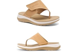 FitVille Womens Wide Fit Flip Flops Arch Support Non Slip Wedge Sandals Ladies Summer Slippers for Flat Feet Plantar Fasciitis