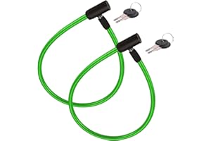 RENIMOVE Candado bicicleta moto 2 uds cable de Acero Reforzado de 60 cm con Sistema de Llave Robusto Duradero y Resistente a la Intemperie Ideal para Protección Antirrobo (Verde)