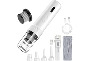 Topipop Handstaubsauger -21000Pa 5-in-1 Akku Autostaubsauger, Stark Saugkraft & Wiederaufladbarer Handsauger mit Waschbar Filter,Mini Hand Staubsauger mit LED-Licht für Haus,Büro,Tierhaare,Küche,Auto