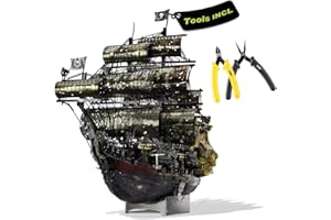 Piececool Metal Puzzle 3D Barco Pirata Reina Ana Venganza, Queen Anne's Revenge Maquetas para Construir Adultos, Puzzles 3D Maquetas para Montar, Maqueta Metal, Colección, 439 Piezas(Con herramientas)