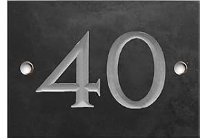 NUMBERS & NAMES BY ATLANTIC HARDWARE Engraved Slate House number sign - 1 to 99 (select your number here) - number 40 (Same Day Dispatch by 1st class Post!!!)