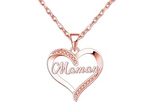 ZYMGUO Cadeau Maman,Collier Femme Gravé en Pendentif Cœur Bijoux Cadeau Original pour Maman,Cadeaux Fête des mères pour Maman (maman1)
