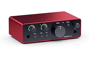 Focusrite Scarlett Solo 4th Gen USB Sound Card, for guitarist, vocalist or producer – studio quality Hi-fi recording and all the software you need to record
