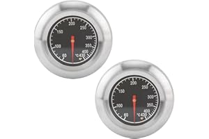 HAPIVIDA Termómetro para Barbacoa, Medidor de Temperatura, 60~430 ℃, Termómetro Impermeable para Barbacoa de Acero Inoxidable de Cocina para Horno Estufa de Leña Accesorios Herramienta (#1-2Pcs)
