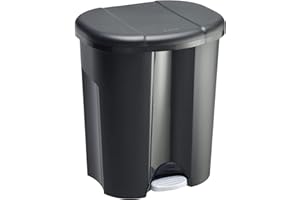 Rotho Trio Mülleimer 1x 10l + 2x 15l zur Mülltrennung mit Deckel, Kunststoff (PP) BPA-frei, schwarz, 1 x 10l + 2 x 15l (49.0 x 42.0 x 58.5 cm)
