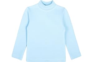 Lilax Girls' Basic Long Sleeve Mock Turtleneck Cotton T-Shirt