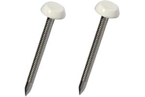SMARTHOME 50 x 30mm White UPVC Poly Top Pins Nails Plastic Headed Polytop stainless Steel