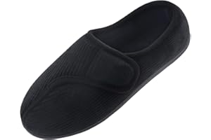 Git-up Diabetic Slippers Shoes for Men Arthritis Edema Adjustable Closure Toe Swollen Feet Slippers Memory Foam Comfy Bedroom House Indoor Outdoor Shoes