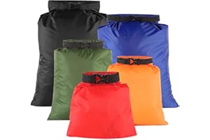 Lanjue 5 Piezas Bolsas Secas, 1,5/2,5/3,5/4,5/6L Bolsas Estancas Impermeable, Bolsas Estancas Ligeras Portátil para Kayak Deriva Sumergible Senderismo Camping al Aire Libre (Multicolor)