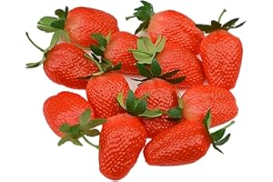 VASANA 10 PCS Artificial Strawberries Simulation Red Strawberries Plastic Fake Fruit for DIY Home Decoration Decorating Craft Party Supplies