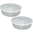 (Pack of 2) 2000ML Clear Round Plastic Containers with Airtight Lids Takeaway Food Storage Container Set Perfect for Food Prep Meal, Fruit Salad & Bento Cake Boxes, BPA Free Microwave, Freezer Safe