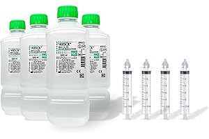 AGUETTANT VERSOL Serum Physiologique Mega Pack De 4 Bouteilles De 1 Litre et 4 Seringues Nasales Réutilisables. Pack Economique 4x1L Lavage Nasale, Hygiène Quotidienne pour Nez Sec ou Irrité, Allergie et Rhume