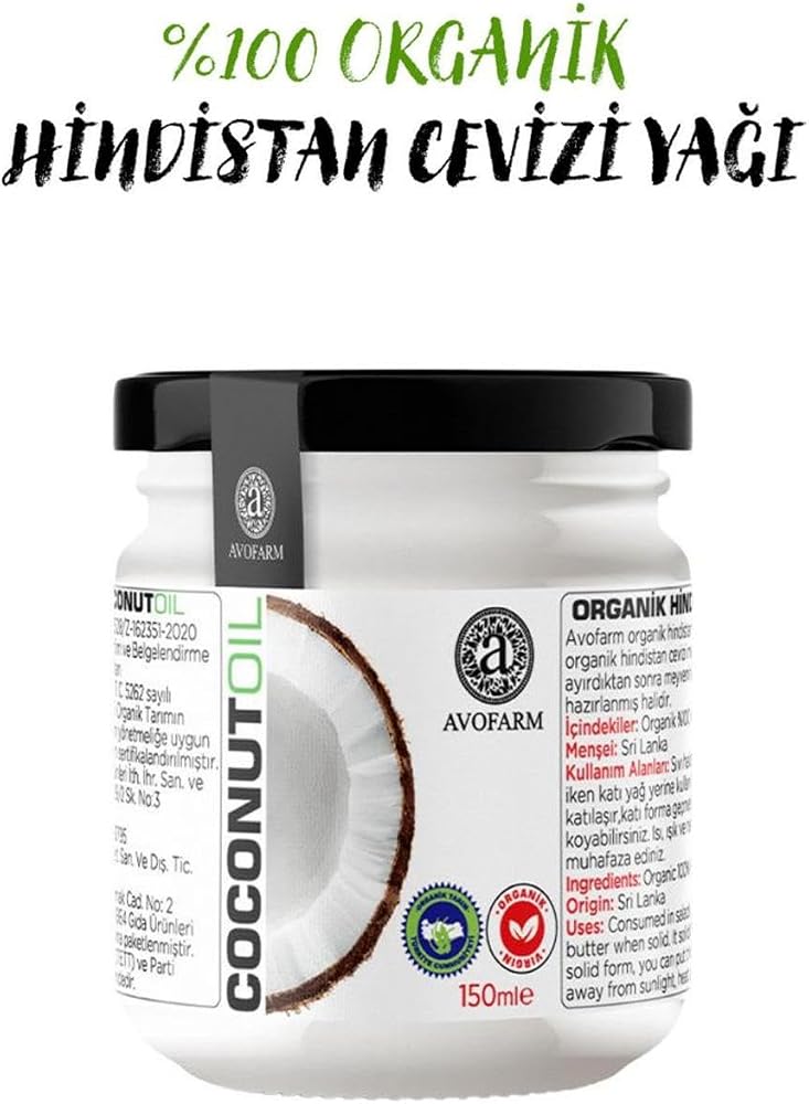Avofarm Organik Soğuk Sıkım Hindistan Cevizi Yağı%100 Organik (150 ML)