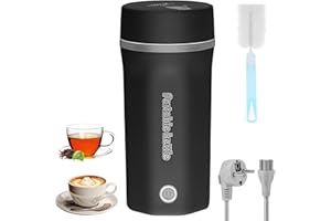 CARASTEK Podróżny czajnik elektryczny, mały, 500 ml, przenośny mini kubek grzewczy ze stali nierdzewnej 304, 220 V, 300 W, szybkie gotowanie, dzbanek do herbaty, kubek grzewczy z automatycznym wyłączeniem