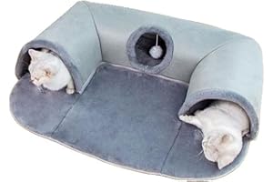 LANGJIAO Tunnel per gatti a forma di U, con tubo da gioco, giocattolo a scomparsa lavabile e staccabile, combinazione interattiva per giocare e dormire per gatti da interni (misura grande)