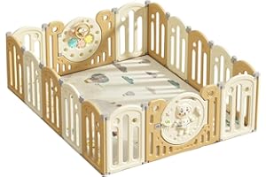 ZKIPRM Parc Bebe Pliable, Parc Bebe, XXL Parc Enfant Modulable Avec Parc Enfant, Verrouillage de Sécurité, Forme Réglable, Tapis de Jeu, Rangement Pliable, Antidérapant, Barriere Bebe (12 14 16 Panneaux)