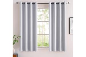 MIULEE Greyishwhite Blackout Curtains for Living Room 2 Panel Set, Premium Eyelet Curtains for Bedroom, Thermal Insulated Window Curtains Drapes, Black Out Curtains 54 Drop, Each Panel 46 x 54 Inches