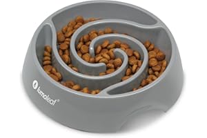 LumoLeaf Miska przeciw psom, duża, Ø 22 cm, antypoślizgowa miska dla psa, ciężka miska do jedzenia, odciąża trawienie, przeciw wzdęciom, miska na karmę dla psa, wolno karmowa (szara tornado, L)