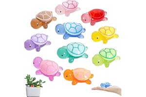 Hshenjhu 10 Pièce Mini Tortues Lumineuses, Tortues Lumineuses en Résine, Mini Figurine en Résine pour Plantes en Pot Jardin, Décoration PaysagèrePeut être Utilisé DIY Les Pots Décoratifs(10 Couleurs)