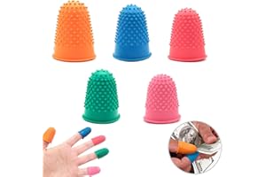 TRIFLETOPIA 5PCS Rubber Finger Thimbles - 5 Sizes & Colors - Reusable Thimble for Finger Protection, Paperwork, Embroidery, Money Counting, Crafts - Durable Rubber Thimbles
