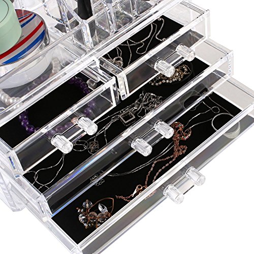 HOMFA Elegant Kosmetik Organizer Make up Kosmetik Aufbewahrung Makeup mit 4 Schubladen und 16 Abteile - 4