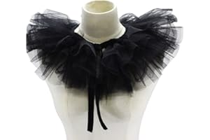ZEKANXX Women Victorian Ruffled Mesh Fake Collar Shawl Retro Layered Tulle Detachable Neck Ruff Decorative Clown Cosplay Choker