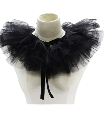 NBEADS Increspatura Collo Collare, Collo Da Clown Colletto con Volant Braccio Colletto con Volant In Pizzo Mantello Elisabetta Polsini con Volant per Completi di Costumi Medievali Colletti, Bianco