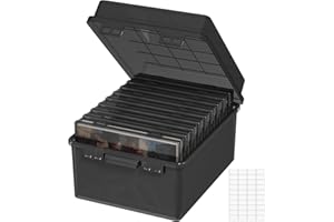 Lifewit Scatola Portafoto da 13x18cm 5R, 9 Scomparti Interna, Organizer Portafoto, Scatola per Semi Artigianato Francobolli e Materiale per Ufficio con 1 Foglio di Etichette Adesive, Nero