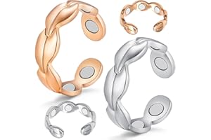 ‎CIGMAG Cigmag 2PCS Lymphdrainage Magnet Ringe Damen Frauen Finger 7 Ultrastarke Magnete 99% Reines Kupfer Verstellbar mit Geschenkbox (Silber & Rose Gold)