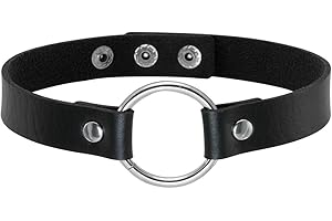 EIGSO Gothic Punk Choker with Spike Rivet Hoop Collar PU Necklae Vintage Retro Steampunk for Women Adjustable